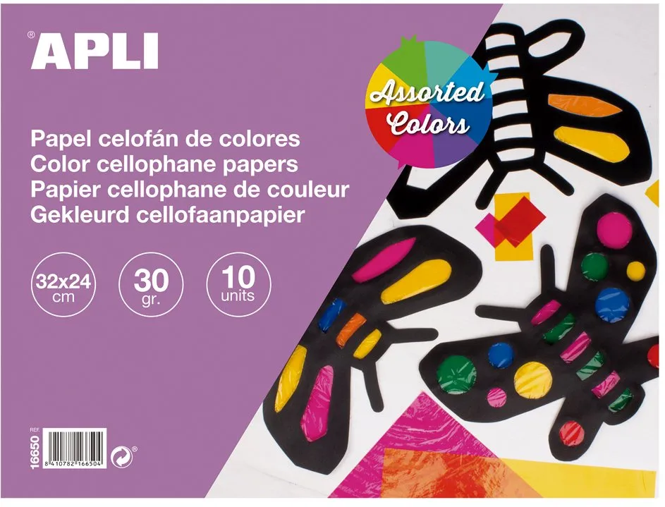 Hartie tip celofan, Apli, dimensiune 320 x 240 mm, culori asortate
