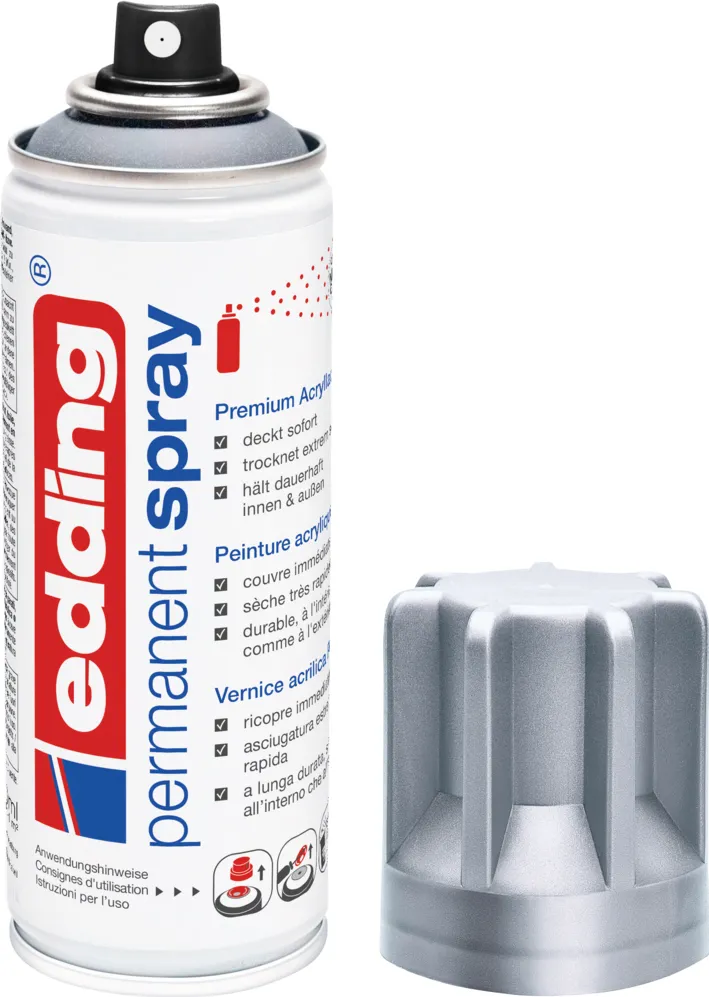 Spray vopsea acrilica Edding 5200, argintiu mat, acrilic, 200 ml
