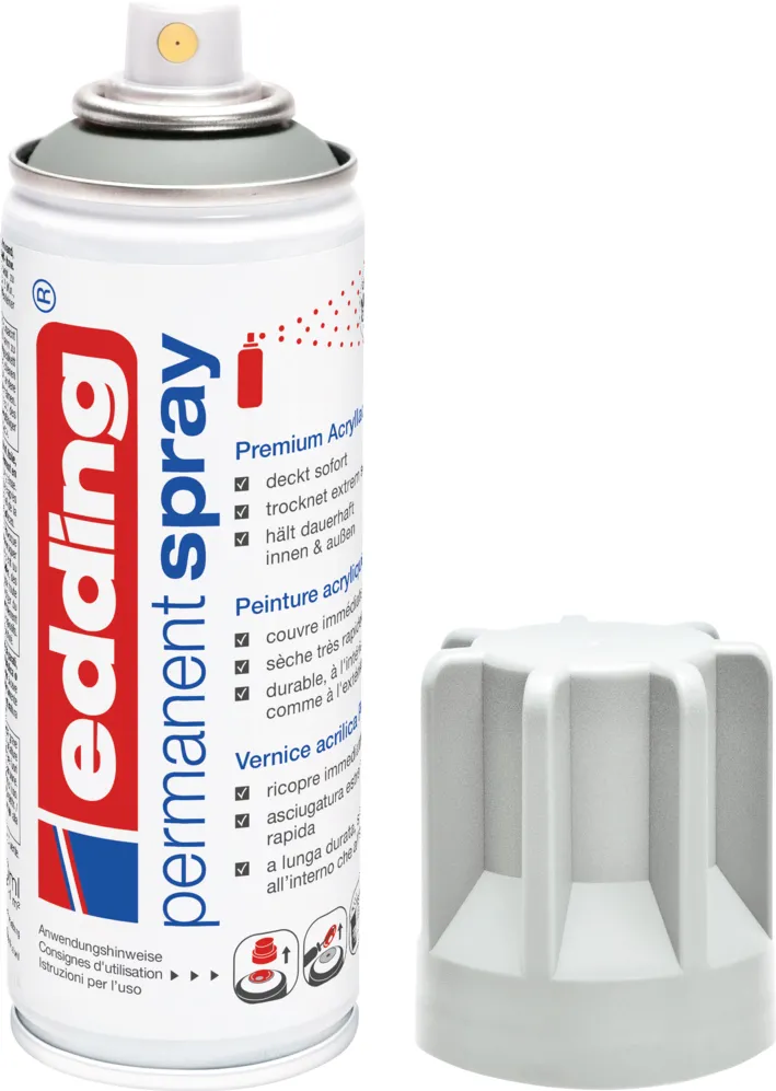 Spray vopsea acrilica Edding 5200, gri mat, uscare rapida, rezistenta la zgarieturi, 200 ml
