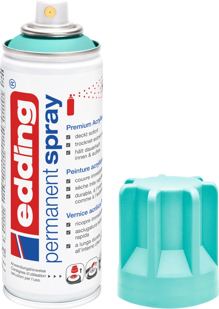 Spray vopsea acrilica Edding 5200, turquoise opulent, 200 ml, pentru sticla, metal, lemn, ceramic?