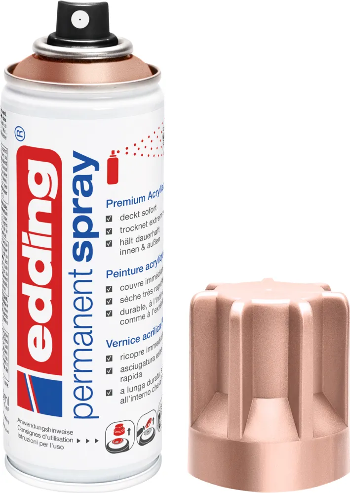 Spray vopsea acrilica Edding 5200, rose-gold mat, 200 ml, uscare rapida, rezistent la zgarieturi