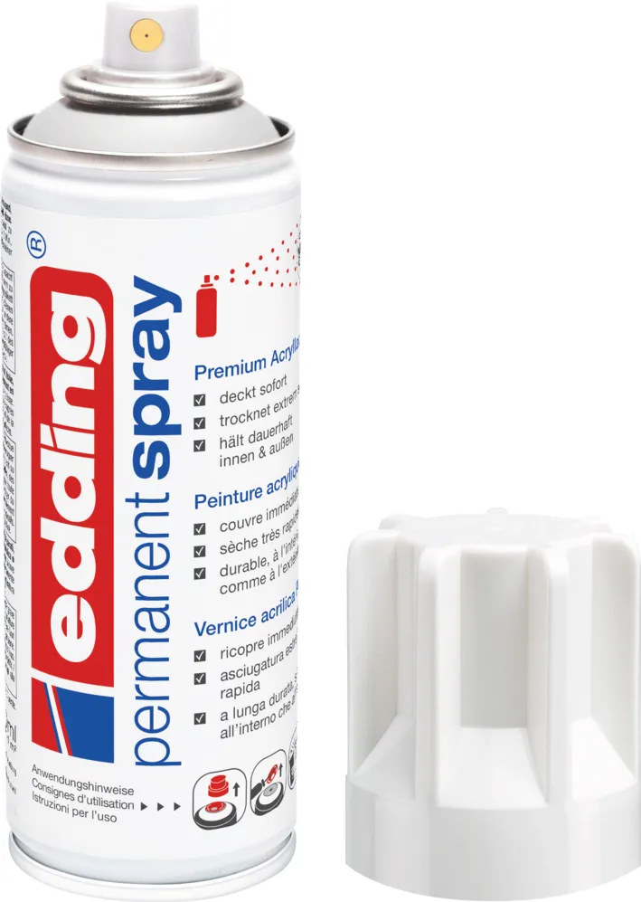 Spray vopsea acrilica Edding 5200, alb lucios, uscare rapida, 200 ml
