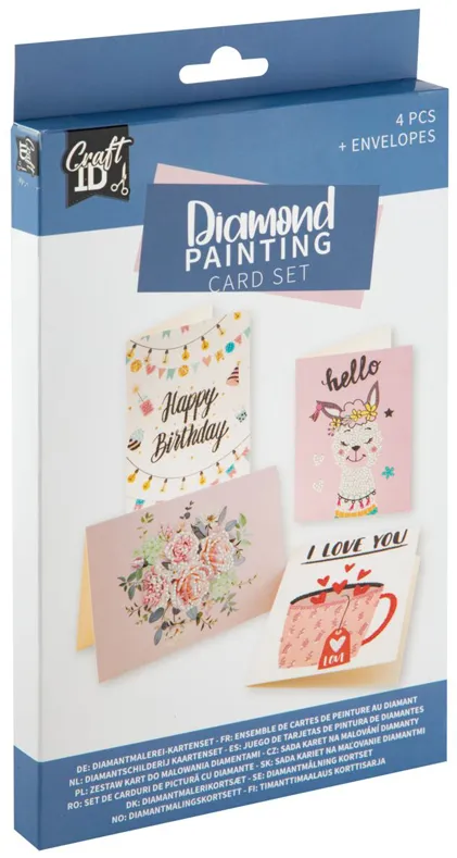 Pictura cu diamante Creative Craft, set 4 carduri, 18.1 x 13 cm