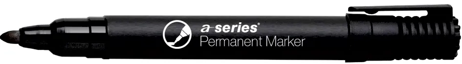 Marker permanent A-series, varf rotund, 2 mm, negru