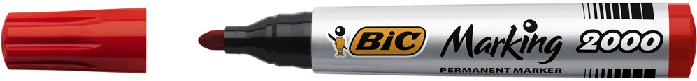 Marker permanent BIC 2000, varf rotund 1.7 mm, rosu
