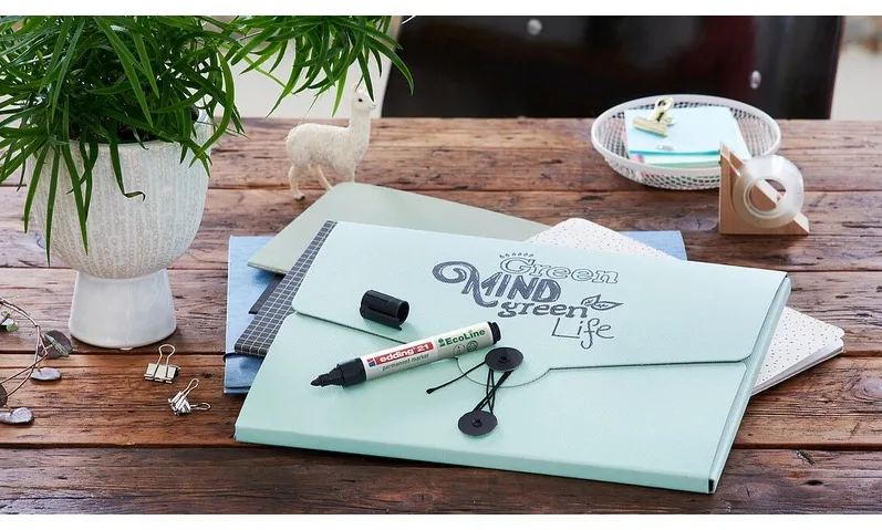 Marker permanent Edding 21 EcoLine, varf rotund 1.5-3mm, set 4 buc