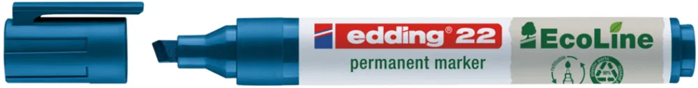 Marker permanent Edding 22 Ecoline, corp plastic, varf tesit 1-5 mm, albastru