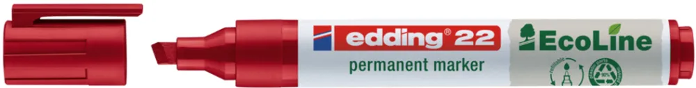 Marker permanent Edding 22 Ecoline, corp plastic, varf tesit 1-5 mm, rosu