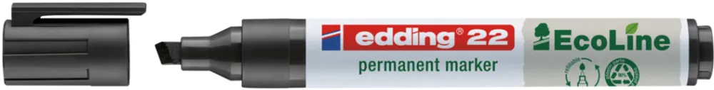 Marker Edding 22 Ecoline, permanent, corp plastic, varf tesit, 1-5 mm, negru