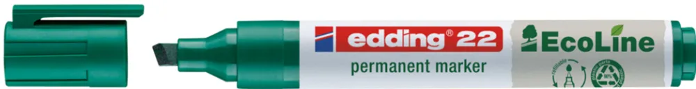 Marker permanent Edding 22 Ecoline, corp plastic, varf tesit 1-5 mm, verde