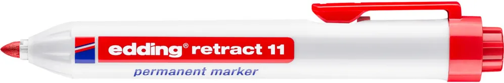 Marker permanent edding retract 11, corp din plastic, varf rotund, 1.5-3 mm, rosu