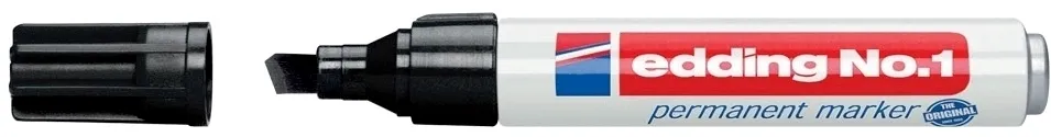 Marker permanent Edding No. 1, corp aluminiu, varf retezat, 1-5 mm, negru