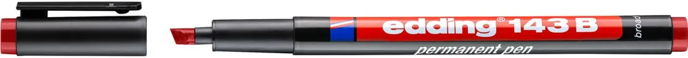 Marker permanent edding 143 B, corp plastic, varf tesit, 1-3 mm, rosu