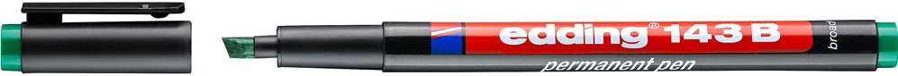 Marker permanent edding 143 B, corp din plastic, varf tesit, 1-3 mm, verde