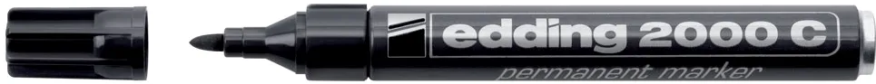 Marker permanent Edding 2000C, corp metalic, varf rotund, 1.5-3 mm, negru