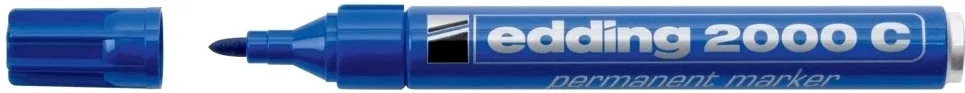 Marker permanent Edding 2000C, corp metalic, varf rotund, 1.5-3 mm, albastru