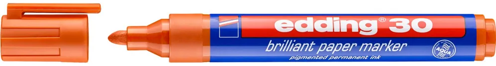 Marker permanent edding 30, corp din plastic, varf rotund, 1.5-3 mm, portocaliu