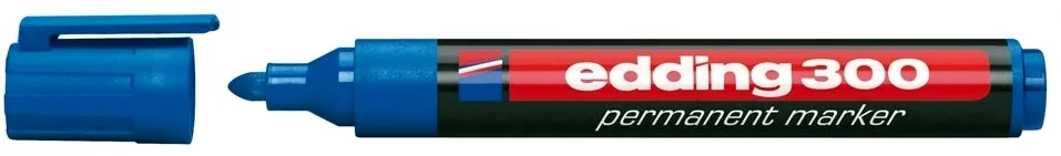 Marker permanent Edding 300, corp plastic, varf rotund, 1.5-3 mm, albastru