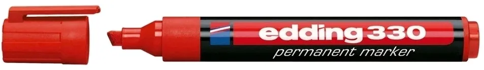 Marker permanent Edding 330, corp plastic, varf retezat, 1-5 mm, rosu