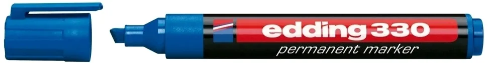 Marker permanent Edding 330, corp plastic, varf retezat, 1-5 mm, albastru