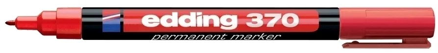 Marker permanent Edding 370, corp plastic, varf rotund, 1 mm, rosu