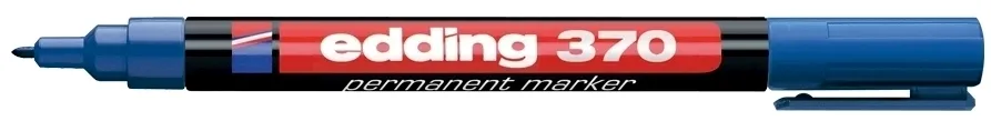 Marker permanent Edding 370, corp plastic, varf rotund, 1 mm, albastru