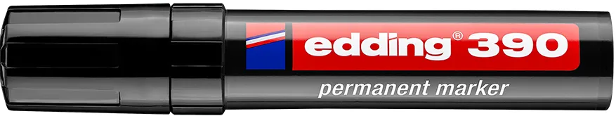 Marker permanent Edding 390, corp plastic, varf retezat 4-12 mm, negru