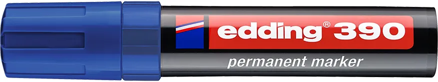 Marker permanent Edding 390, corp plastic, varf retezat 4-12 mm, albastru