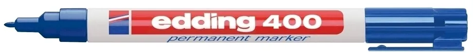 Marker permanent Edding 400, corp plastic, varf rotund, 1 mm, albastru