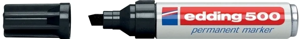 Marker permanent Edding 500, negru, corp aluminiu, varf retezat, 2-7 mm, negru