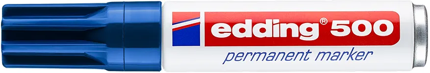 Marker permanent Edding 500, corp metalic, varf retezat 2-7 mm, albastru