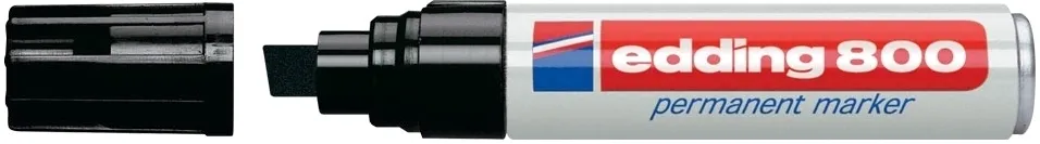 Marker permanent Edding 800, corp aluminiu, varf retezat, 4-12 mm, negru