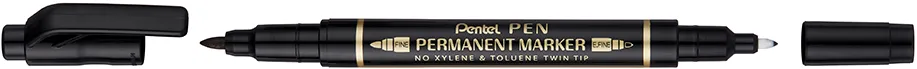Marker permanent Pentel TWIN TIP 0.3/1.2 mm negru, rezistent, durabil, cerneala rezistenta la apa