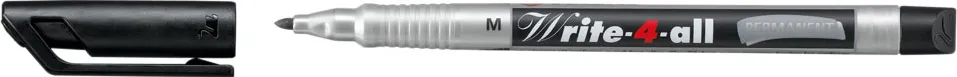 Marker permanent Stabilo, Write-4-All, corp plastic, varf rotund, 1 mm, negru
