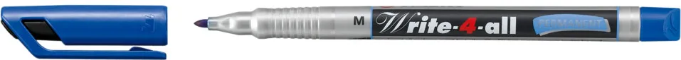 Marker permanent Stabilo, Write-4-All, corp plastic, varf rotund, 1 mm, albastru
