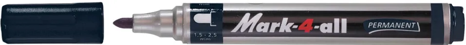 Marker permanent Stabilo Mark-4-All, corp plastic, varf rotund, 1.5-2.5 mm, negru