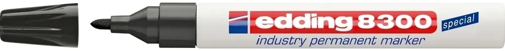 Marker permanent Edding 8300 Industrial, corp metalic, varf rotund, 1.5-3 mm, negru