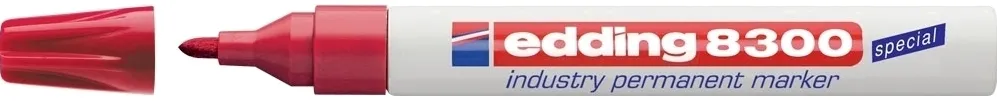 Marker permanent Edding 8300 Industrial, corp metalic, varf rotund, 1.5-3 mm, rosu