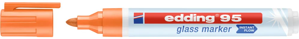 Marker pentru sticla edding 95, corp din plastic, varf rotund, 1.5-3 mm, portocaliu