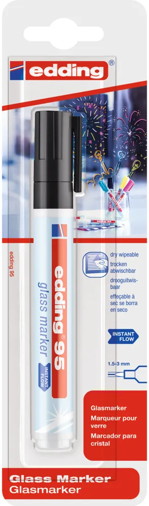 Marker pentru sticla Edding 95, varf rotund, 1.5-3 mm, negru