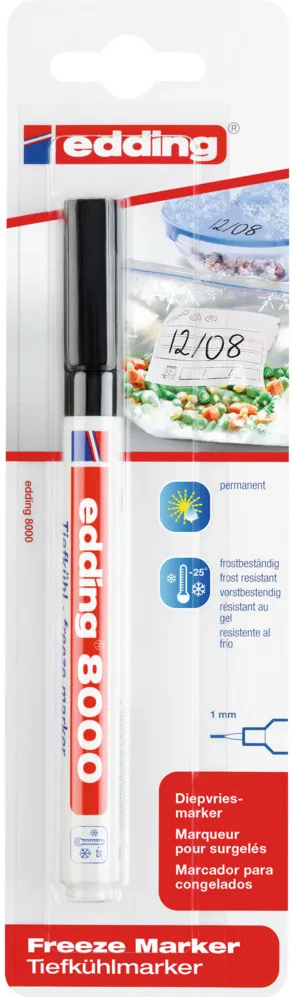 Marker rezistent la congelator edding 8000, corp plastic, varf rotund, 1 mm, negru