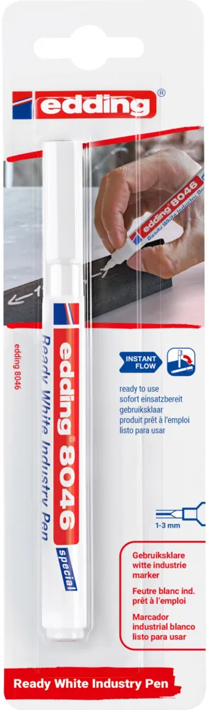 Marker utilizari industriale Edding 8046, varf rotund, 1-3 mm, alb, 1 bucata/blister