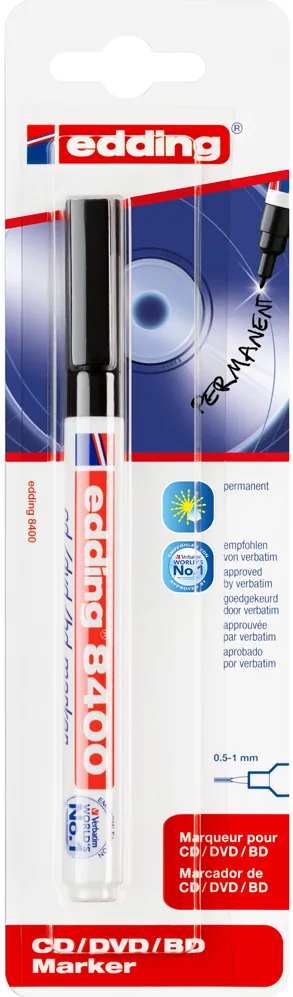 Marker Edding 8400 pentru CD DVD BD, permanent, negru, blister