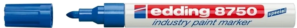 Marker permanent Edding 8750, cu vopsea, corp aluminiu, varf rotund, 2-4 mm, albastru