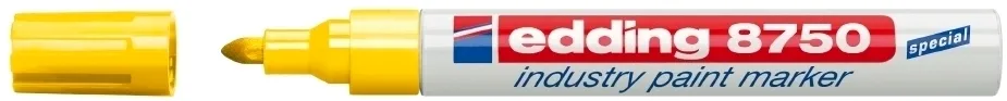 Marker permanent Edding 8750, cu vopsea, corp aluminiu, varf rotund, 2-4 mm, galben