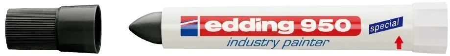 Marker permanent Edding 950 Industrial, corp plastic, varf rotund, 10mm, negru