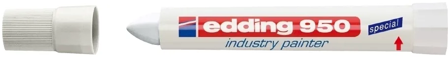 Marker permanent Edding 950 Industrial, corp plastic, varf rotund, 10mm, alb