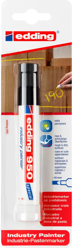 Marker Edding 950 cu pasta, varf de ceara, 10 mm, negru, 1 bucata/blister