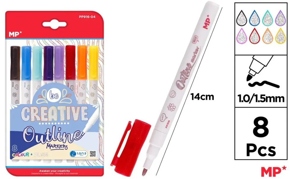 Magic marker Main Paper, 8 bucati/set