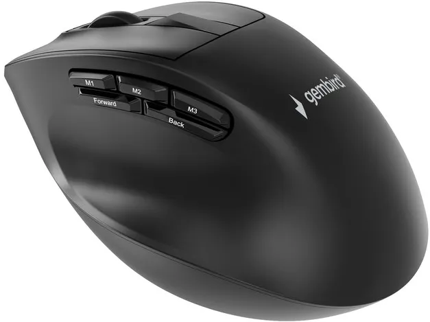 Gembird MUSW3-9B-01 Triple-mode wireless ergonomic mouse (2.4G + BT + USB), 2400 DPI, 9-button, black